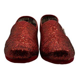 Toms Classics Red Glitter Shoes Y3.5/W5 NWT